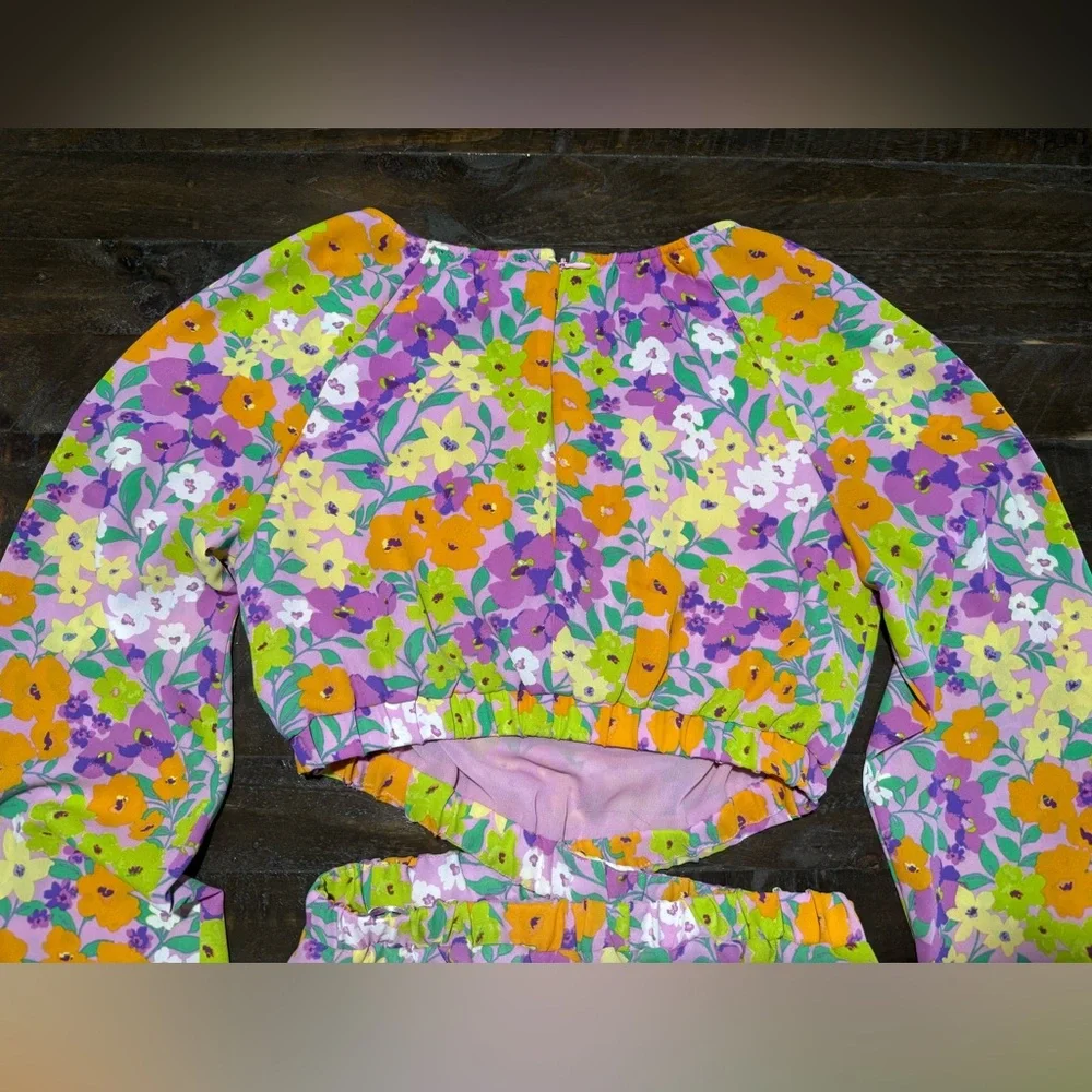 Sanctuary Fresh Garden Vibrant Floral Cutout Mini Dress XS Summer Easter Spring - Picture 10 of 15